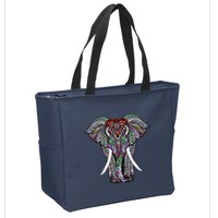 Henna Stylish Artistic Save The Elephants Wildlife Zip Tote Bag