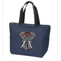 Henna Stylish Artistic Save The Elephants Wildlife Zip Tote Bag