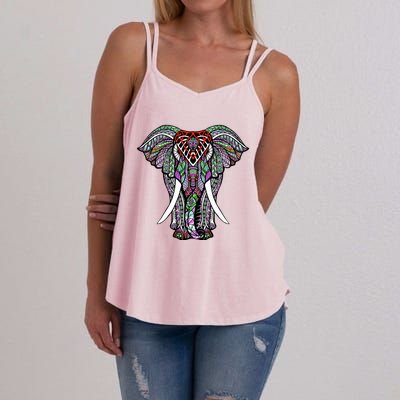 Henna Stylish Artistic Save The Elephants Wildlife Women's Strappy Tank