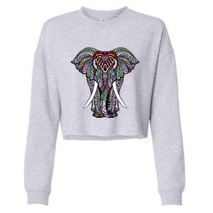 Henna Stylish Artistic Save The Elephants Wildlife Cropped Pullover Crew