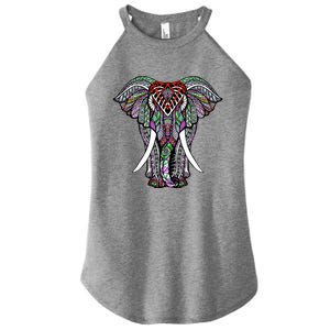 Henna Stylish Artistic Save The Elephants Wildlife Women's Perfect Tri Rocker Tank