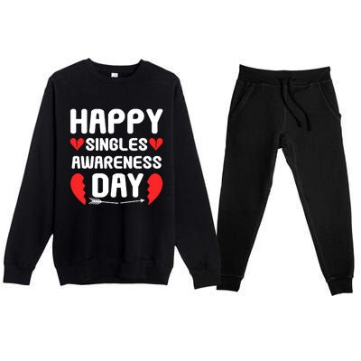 Happy Singles Awareness Day Funny Gift Premium Crewneck Sweatsuit Set