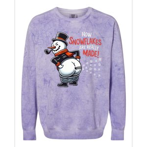 How Snowflakes Are Made Funny Winter Snowman Colorblast Crewneck Sweatshirt