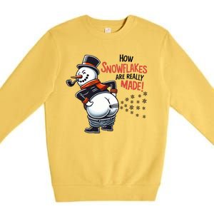 How Snowflakes Are Made Funny Winter Snowman Premium Crewneck Sweatshirt