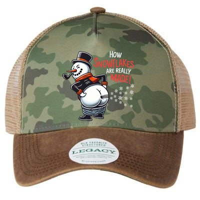 How Snowflakes Are Made Funny Winter Snowman Legacy Tie Dye Trucker Hat
