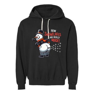 How Snowflakes Are Made Funny Winter Snowman Garment-Dyed Fleece Hoodie
