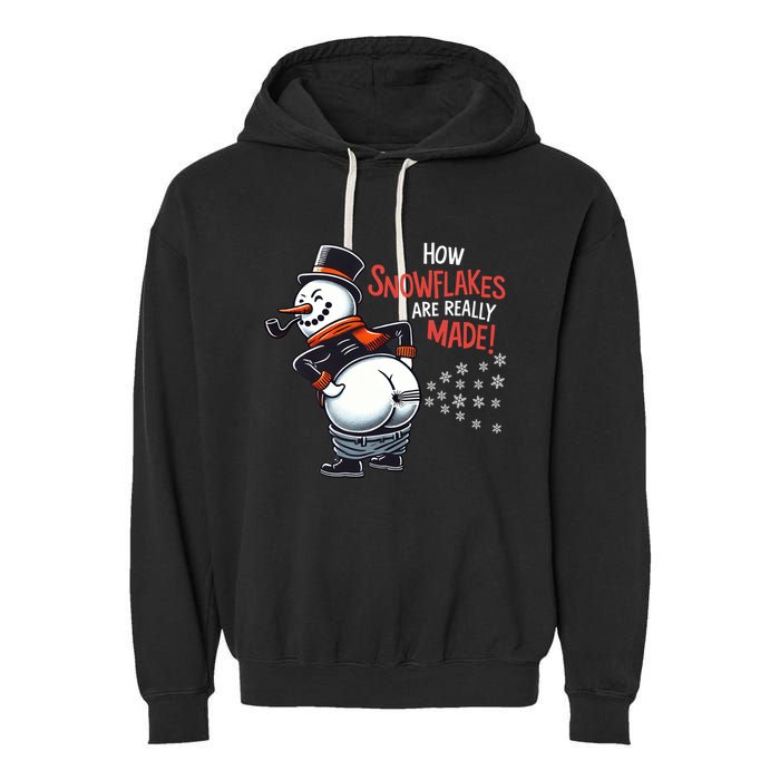 How Snowflakes Are Made Funny Winter Snowman Garment-Dyed Fleece Hoodie