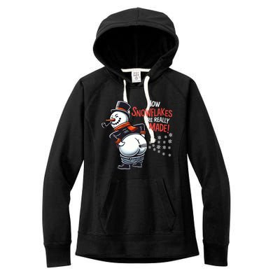 How Snowflakes Are Made Funny Winter Snowman Women's Fleece Hoodie