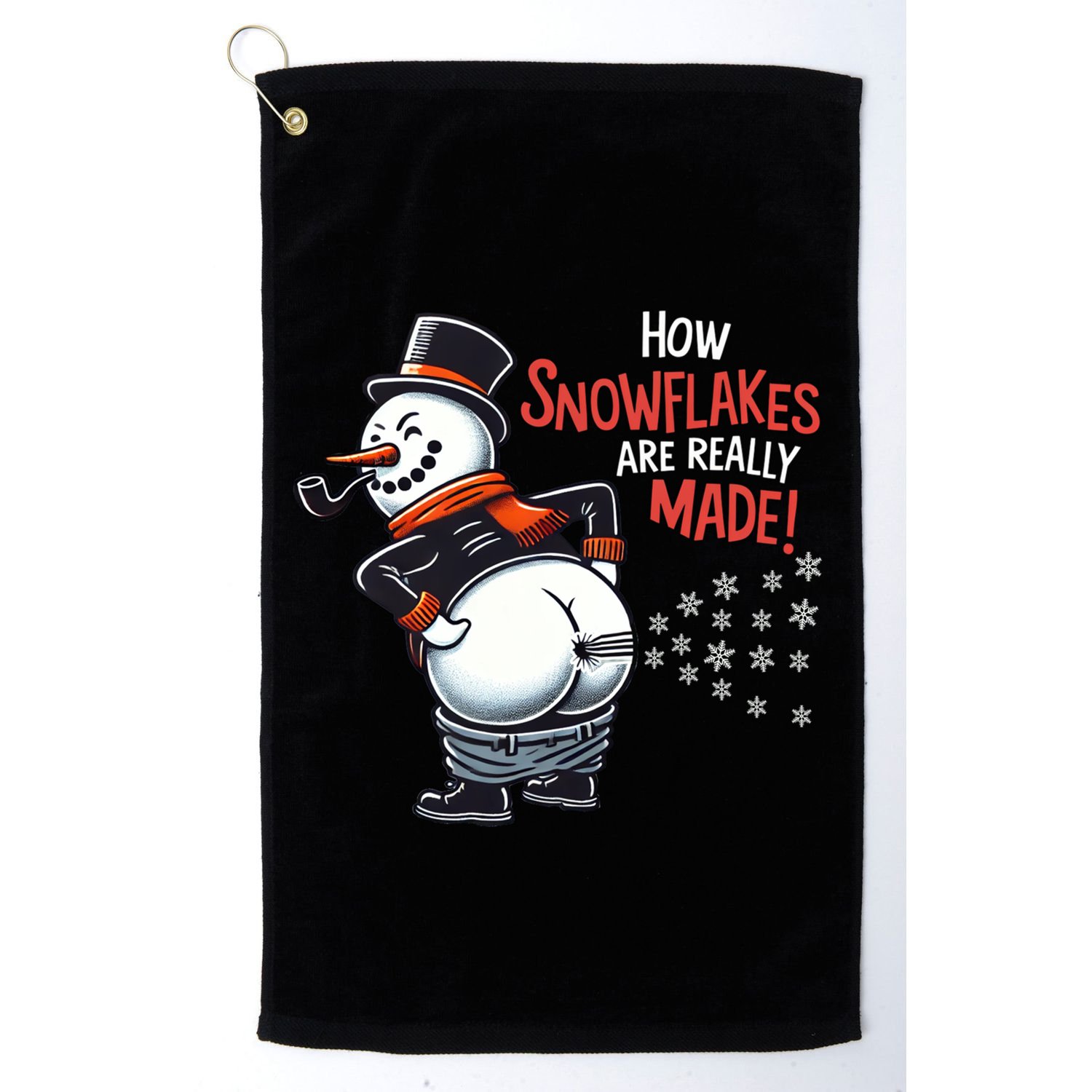 How Snowflakes Are Made Funny Winter Snowman Golf Towel