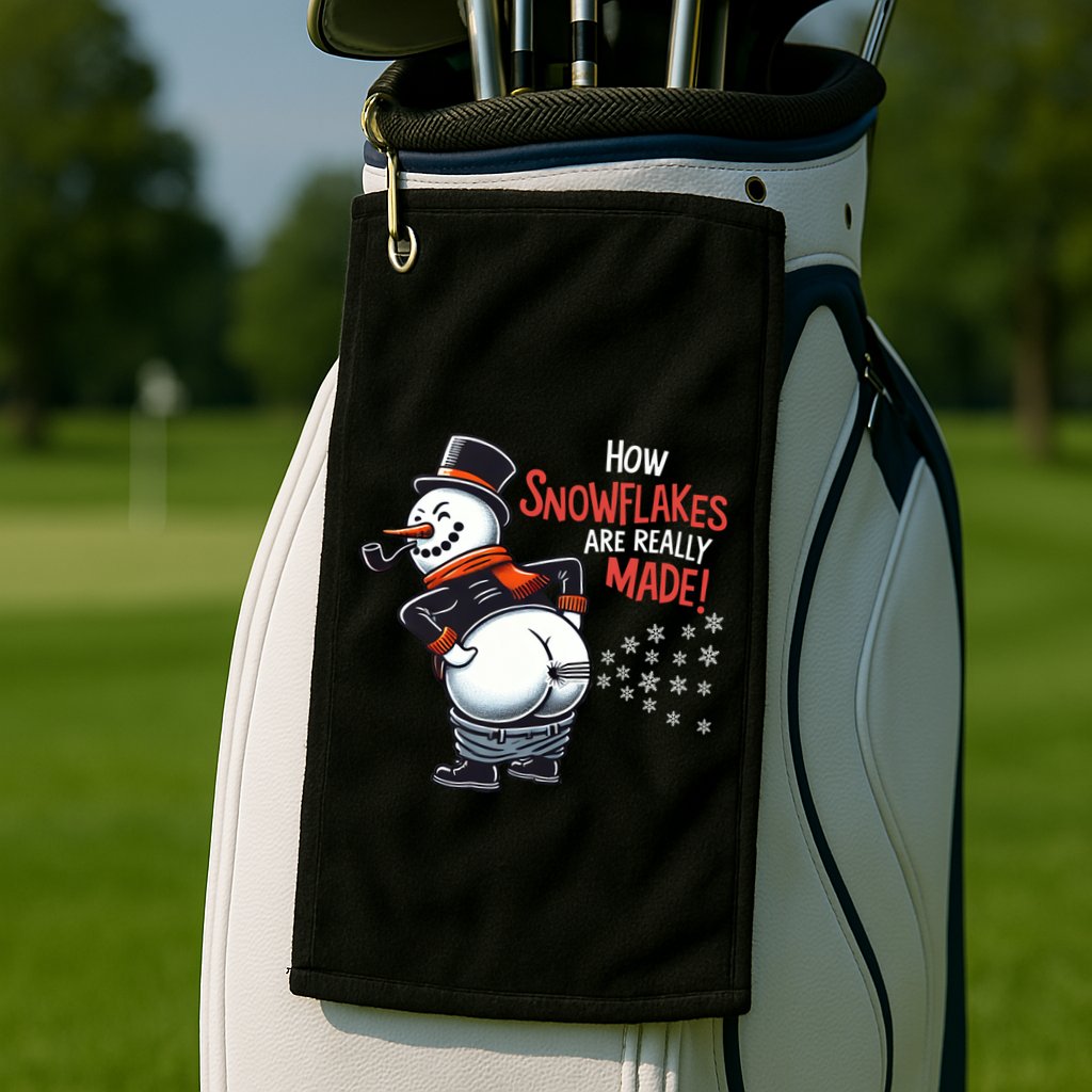 How Snowflakes Are Made Funny Winter Snowman Golf Towel