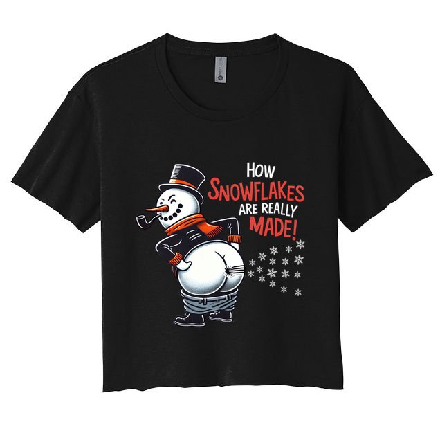 How Snowflakes Are Made Funny Winter Snowman Crop Top