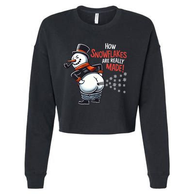 How Snowflakes Are Made Funny Winter Snowman Cropped Pullover Crew