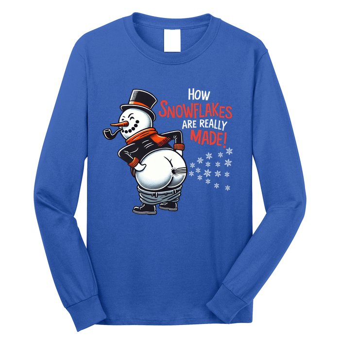 How Snowflakes Are Made Funny Winter Snowman Long Sleeve Shirt