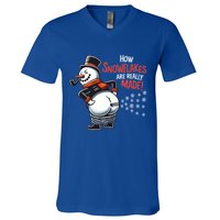 How Snowflakes Are Made Funny Winter Snowman V-Neck T-Shirt