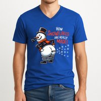 How Snowflakes Are Made Funny Winter Snowman V-Neck T-Shirt