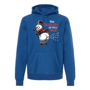 How Snowflakes Are Made Funny Winter Snowman Premium Hoodie