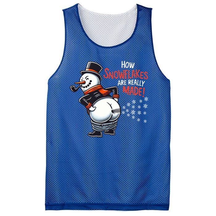 How Snowflakes Are Made Funny Winter Snowman Mesh Reversible Basketball Jersey Tank