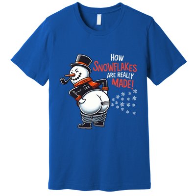 How Snowflakes Are Made Funny Winter Snowman Premium T-Shirt