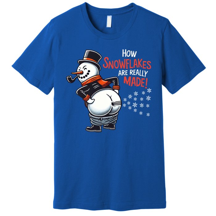 How Snowflakes Are Made Funny Winter Snowman Premium T-Shirt