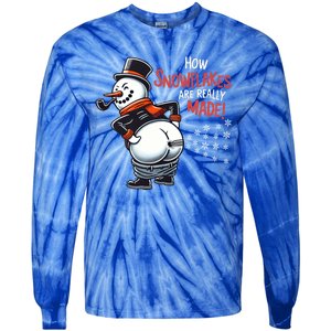 How Snowflakes Are Made Funny Winter Snowman Tie-Dye Long Sleeve Shirt