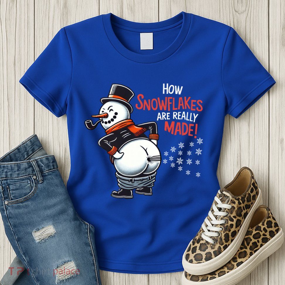 How Snowflakes Are Made Funny Winter Snowman Womens T-Shirt