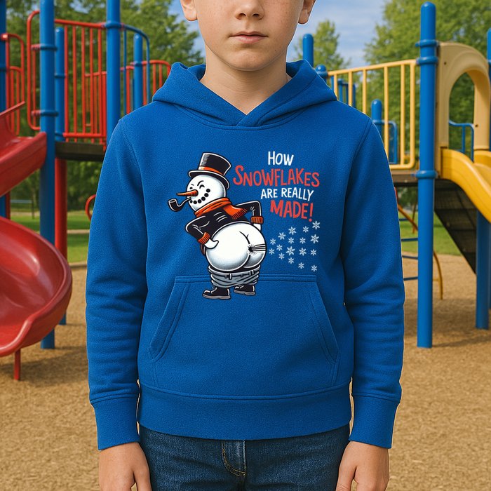 How Snowflakes Are Made Funny Winter Snowman Kids Hoodie