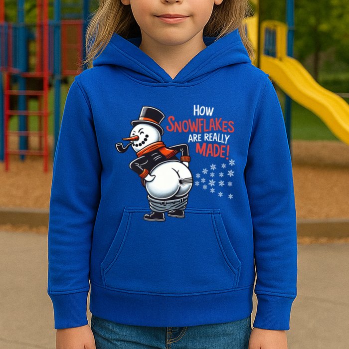 How Snowflakes Are Made Funny Winter Snowman Kids Hoodie
