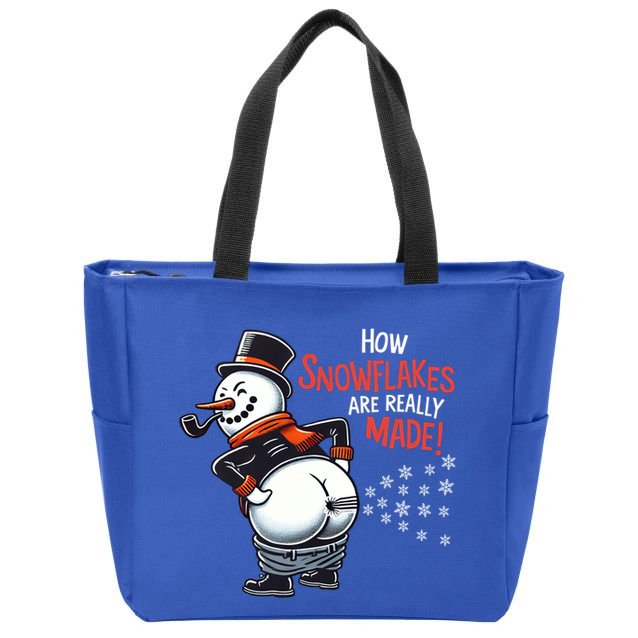 How Snowflakes Are Made Funny Winter Snowman Zip Tote Bag