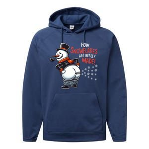 How Snowflakes Are Made Funny Winter Snowman Performance Fleece Hoodie