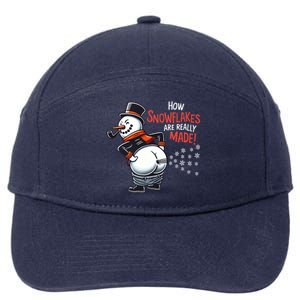 How Snowflakes Are Made Funny Winter Snowman 7-Panel Snapback Hat