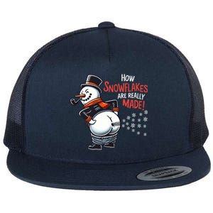 How Snowflakes Are Made Funny Winter Snowman Flat Bill Trucker Hat