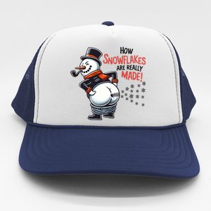 How Snowflakes Are Made Funny Winter Snowman Trucker Hat