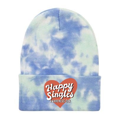 Happy Singles Awareness Day Funny Valentines Day Singles Gift Tie Dye 12in Knit Beanie