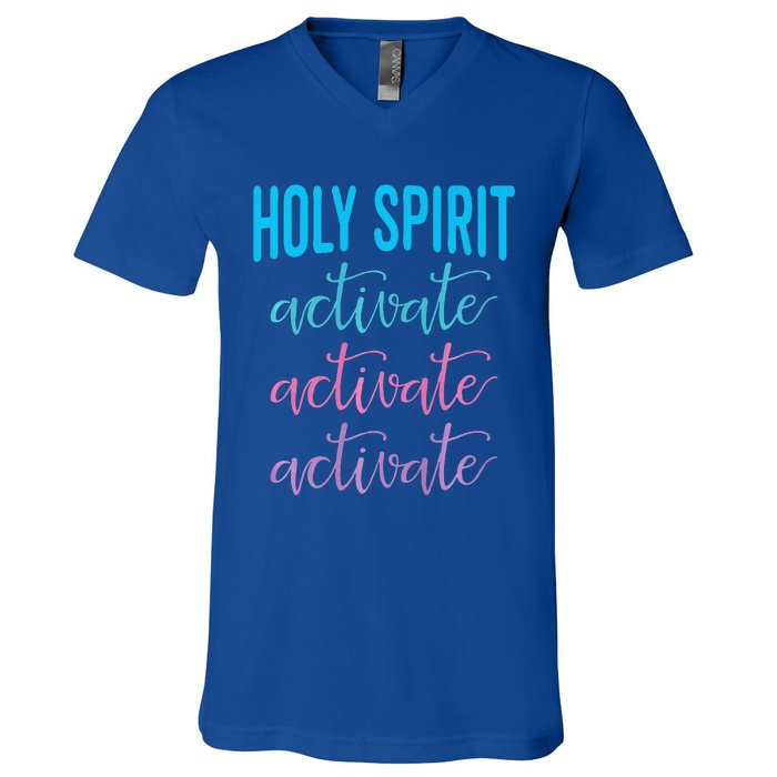 Holy Spirit Activate Christian Religious Jesus Christmas Premium V-Neck T-Shirt