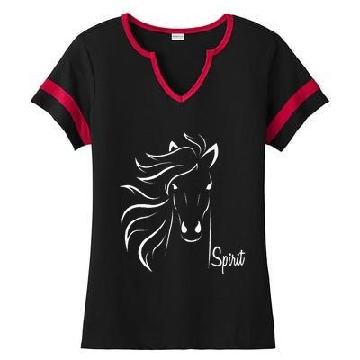 Horse Spirit Animal For Riding Lovers Feel Free Gift Idea Ladies Halftime Notch Neck Tee