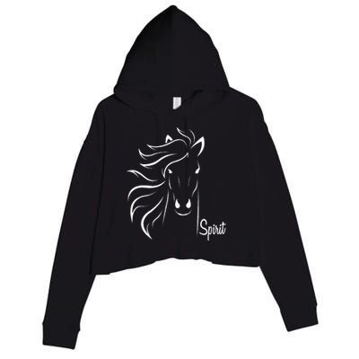 Horse Spirit Animal For Riding Lovers Feel Free Gift Idea Crop Fleece Hoodie