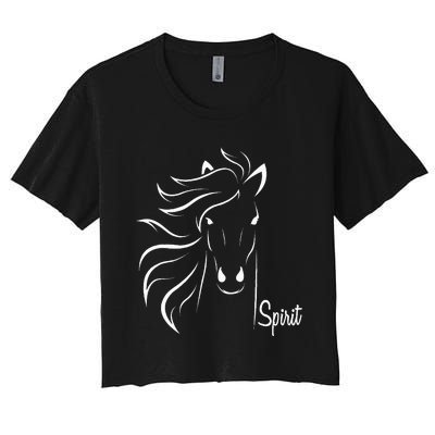 Horse Spirit Animal For Riding Lovers Feel Free Gift Idea Women's Crop Top Tee