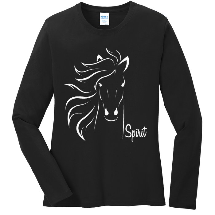 Horse Spirit Animal For Riding Lovers Feel Free Gift Idea Ladies Long Sleeve Shirt