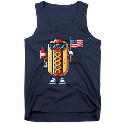 Hotdog Sunglasses American Flag Tank Top