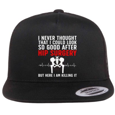 Hip Surgery Art For Wo Hip Replacet Recovering Flatbill Hat