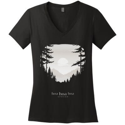 Hoa Season Autumn Fall Mist Trendy Graphic Women's V-Neck T-Shirt
