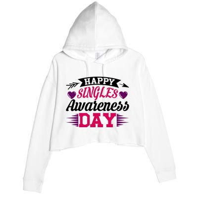 Happy Singles Awareness Day Crop Fleece Hoodie