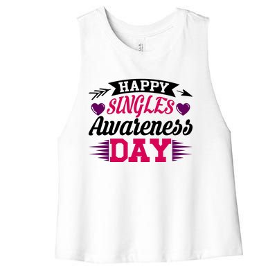 Happy Singles Awareness Day Women's Racerback Cropped Tank