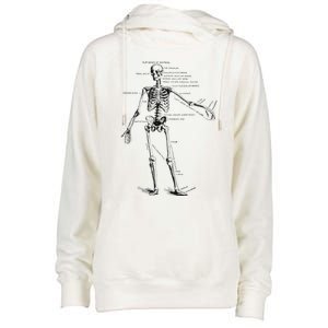 Human Skeleton Anatomy Drawing Diagram Womens Funnel Neck Pullover Hood