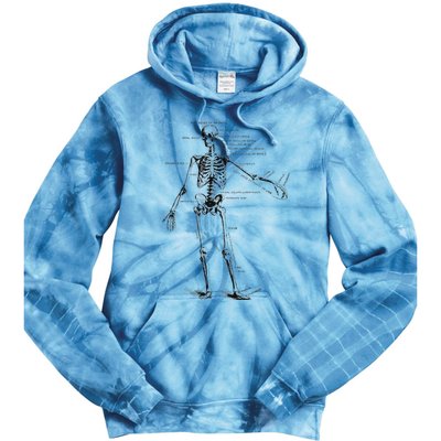 Human Skeleton Anatomy Drawing Diagram Tie Dye Hoodie