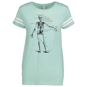 Human Skeleton Anatomy Drawing Diagram Enza Ladies Jersey Football T-Shirt