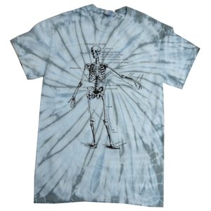 Human Skeleton Anatomy Drawing Diagram Tie-Dye T-Shirt