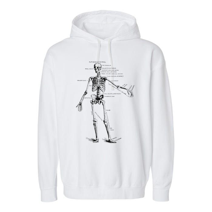 Human Skeleton Anatomy Drawing Diagram Garment-Dyed Fleece Hoodie