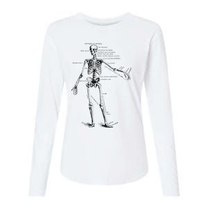 Human Skeleton Anatomy Drawing Diagram Womens Cotton Relaxed Long Sleeve T-Shirt