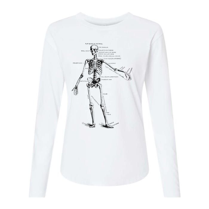 Human Skeleton Anatomy Drawing Diagram Womens Cotton Relaxed Long Sleeve T-Shirt